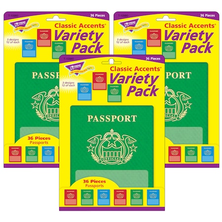 Passports Classic Accents® Variety Pack, 36 Per Pack, PK3